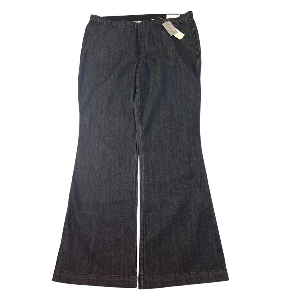 New Chicos Platinum Denim Pull-On Flare Jeans Licorice Black Slims - 2.5 (US 14)